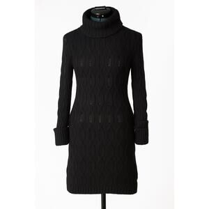Alice + Olivia Open Cable Knit Turtleneck Sweater Dress Black Women’s Small